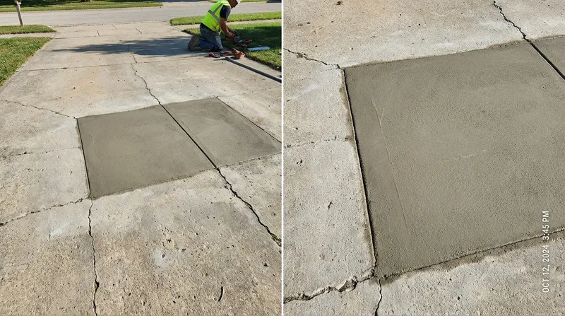 Before and after concrete repair results