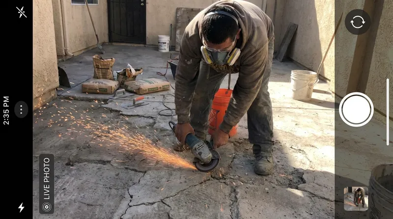 Concrete repair work in progress