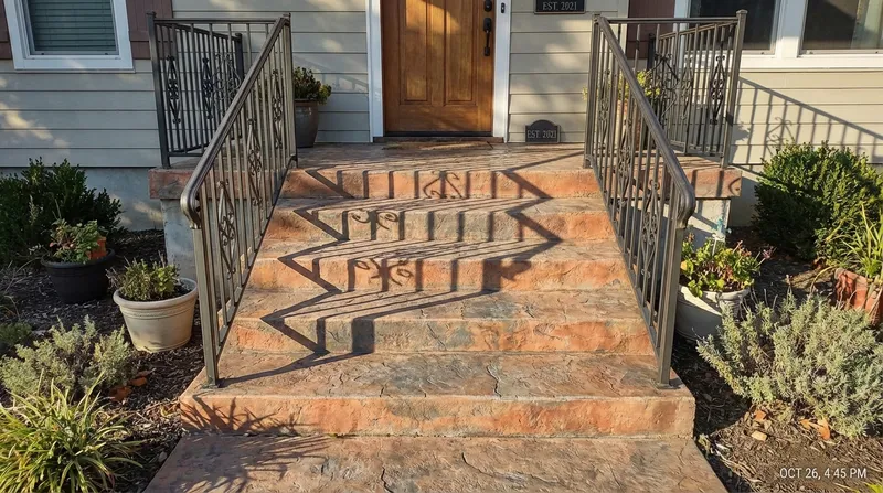 Beautiful front entry concrete steps